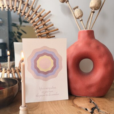 meditatiekaars met kaart, kaars, cadeau